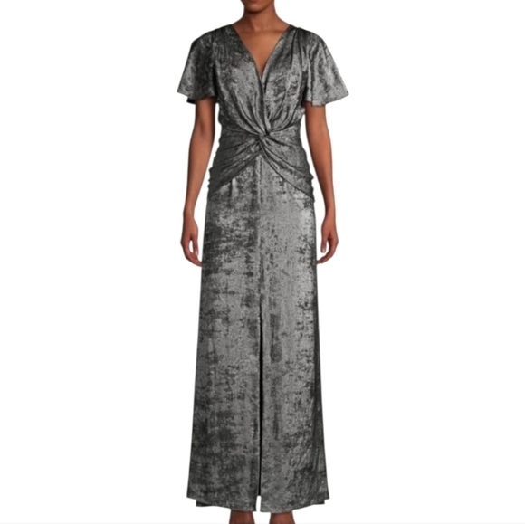 Aidan Mattox Dresses & Skirts - Aidan Mattox Flutter-Sleeve Burn Velvet A-Line Gown Surplice neck Size 8 $350